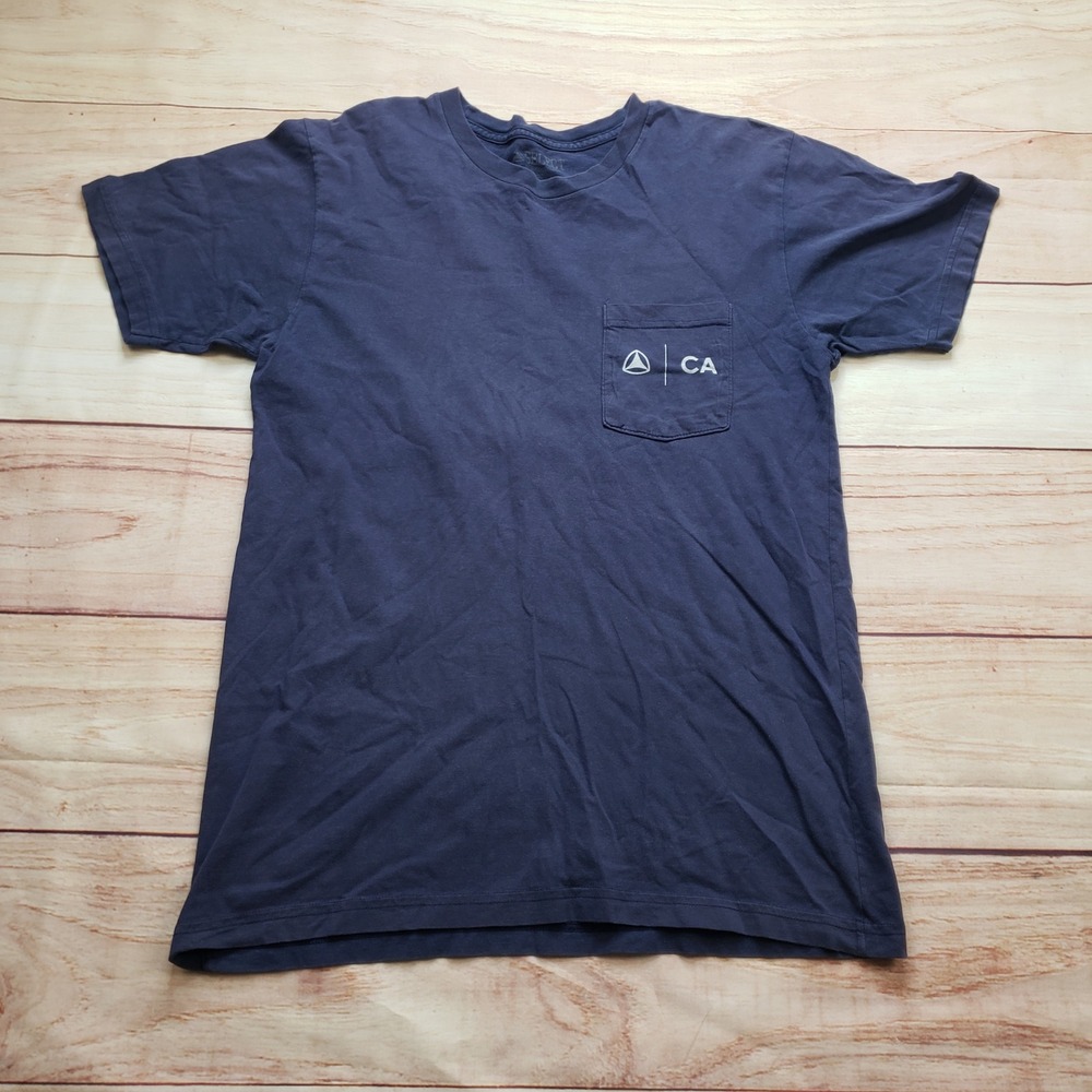 Active Mens Pocket T-Shirt Medium Navy Blue Skateboarding Cotton Short Sleeve